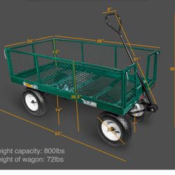 Magellan Outdoors 800 Lbs Utility Metal Wagon & Deck  With Fold Down Side Panels 4 Wheels  Tires For Ruff Terrain Pre-owned Excellent Condition 
