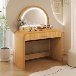 Homy Casa Solis 39" Makeup Vanity Table with Touch Lighted Mirror & Drawer