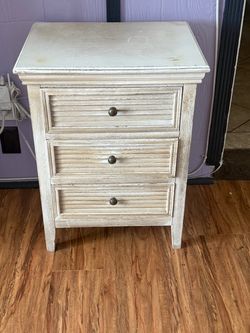 2 White Distressed 3-Drawer Nightstand