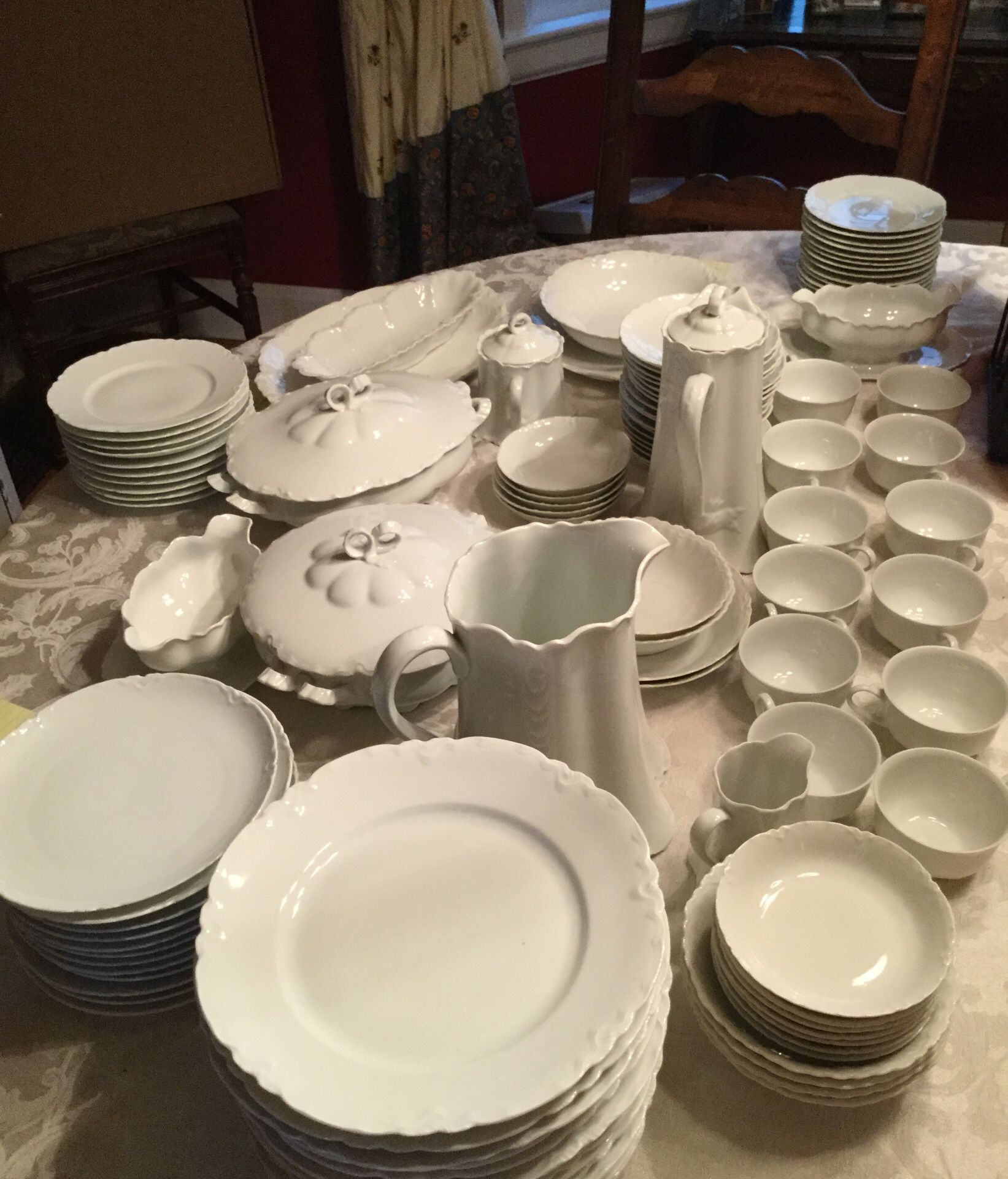 Beautiful antique collection of fine China from Austria, Germany, and France. In excellent condition. Some pieces, such as the pitcher, are worth o