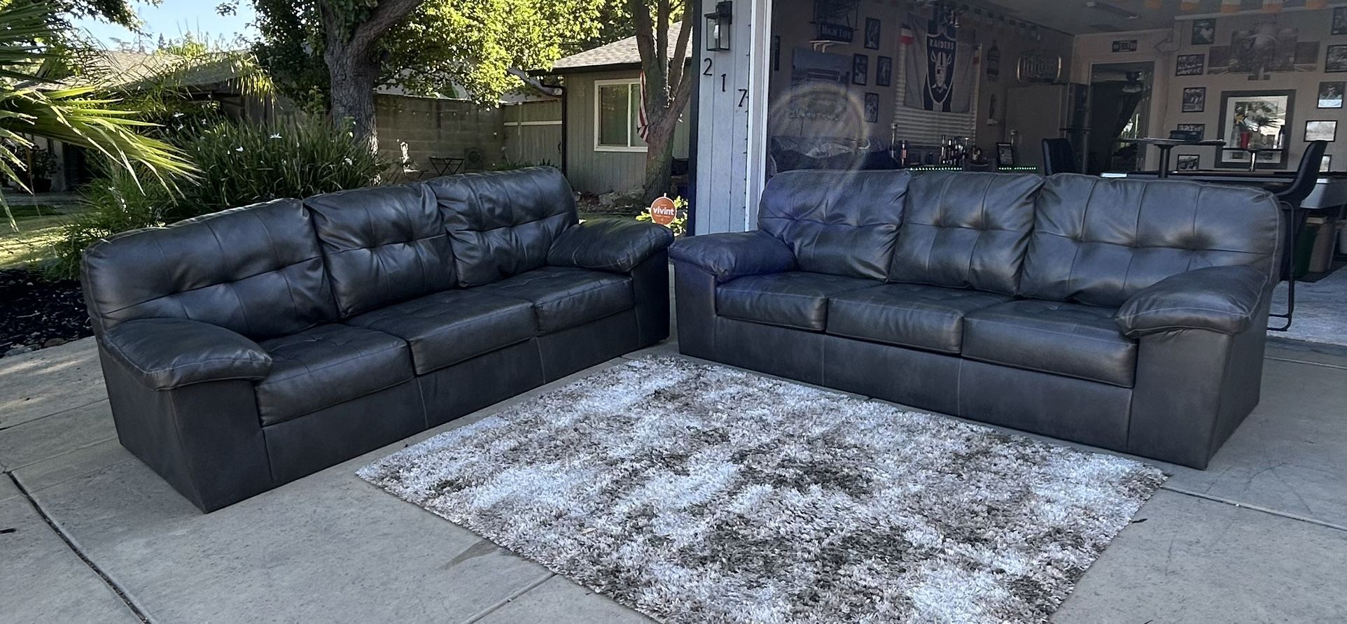 Beautiful Leather Gray Couches