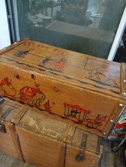 Vintage Wooden Circus Theme Chest