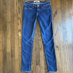 HOLLISTER Low Rise Skinny Jeans Women Size 1 W25 Denim Blue Y2K Retro Indie