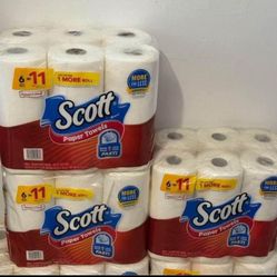 Scott  paper towels 6 rolls = 11 $8 each pack
