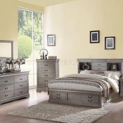 Brand New Grey 4 Piece Bedroom Set