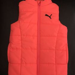 NEW Puma Puffer Vest Bright Safety Orange Kids XXS 3/4 Jacket Youth