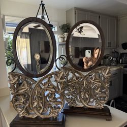 2 Vintage Table Stand Alone Mirror