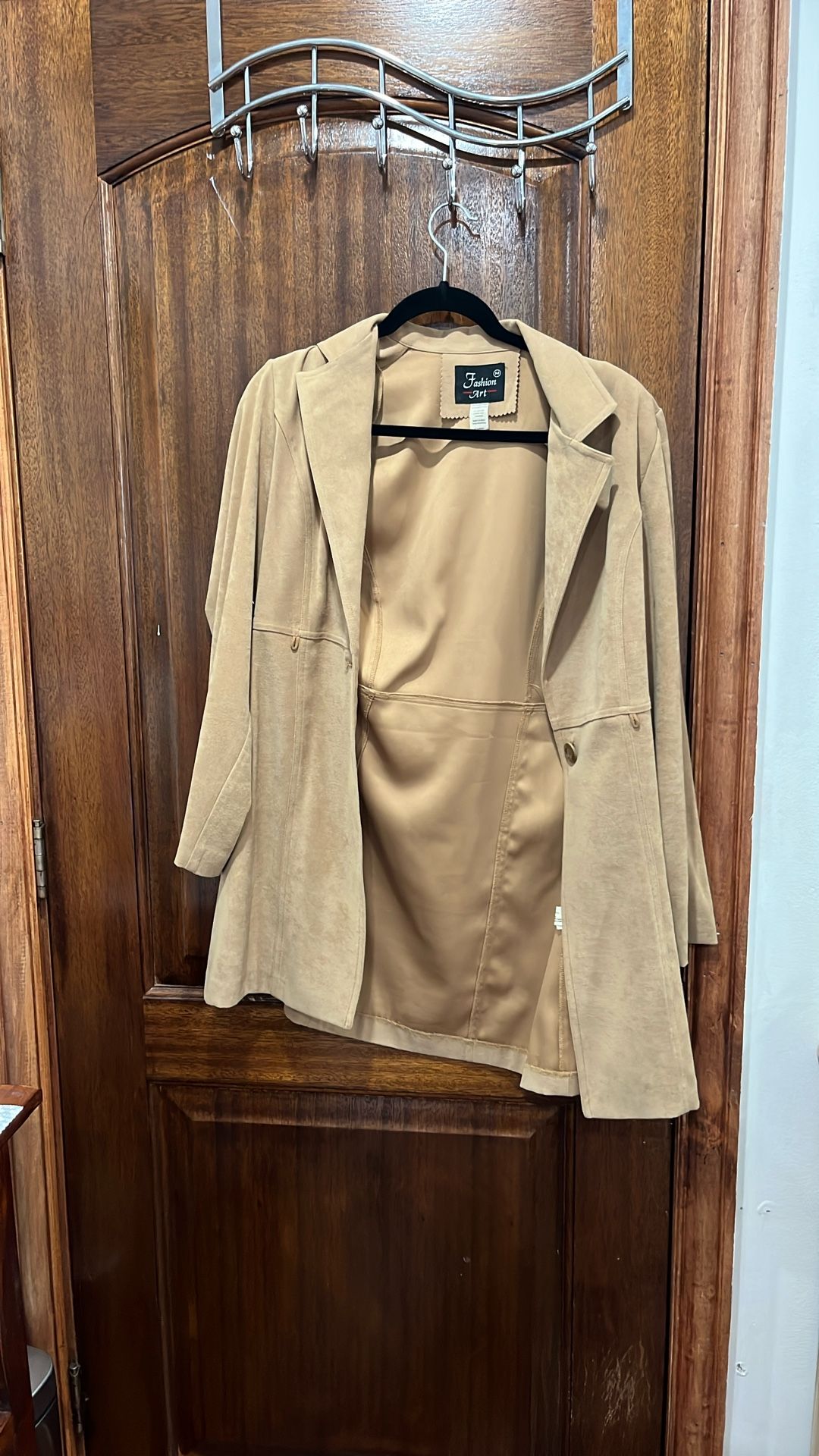 suede-look long blazer