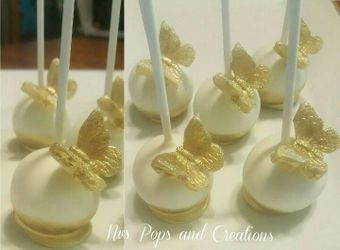 Gold butterflies cake pops