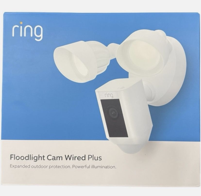 Ring Floodlight Cam Wired Plus — Outdoor home or business security with motion-activated 1080p HD video and floodlights, (2021 release) White