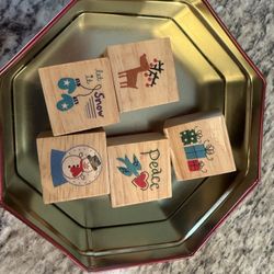 Christmas Rubber stamp set With Tin