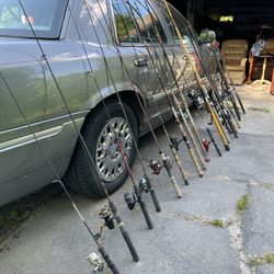 20 complete fishing pole sets, freshwater only