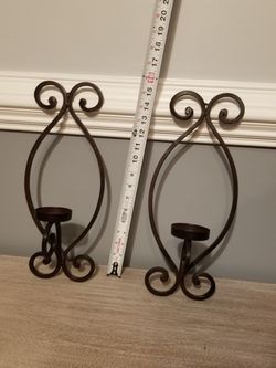 Candeholders; brown metal; qty 2-$ 10