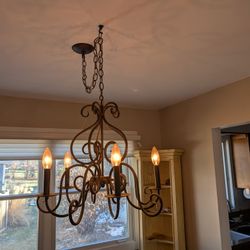 Wrought Iron 5-bulb  Chandelier Fixture 