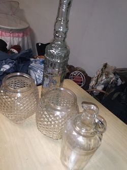 Vintage Household glassware glass bowls vase wine pourer