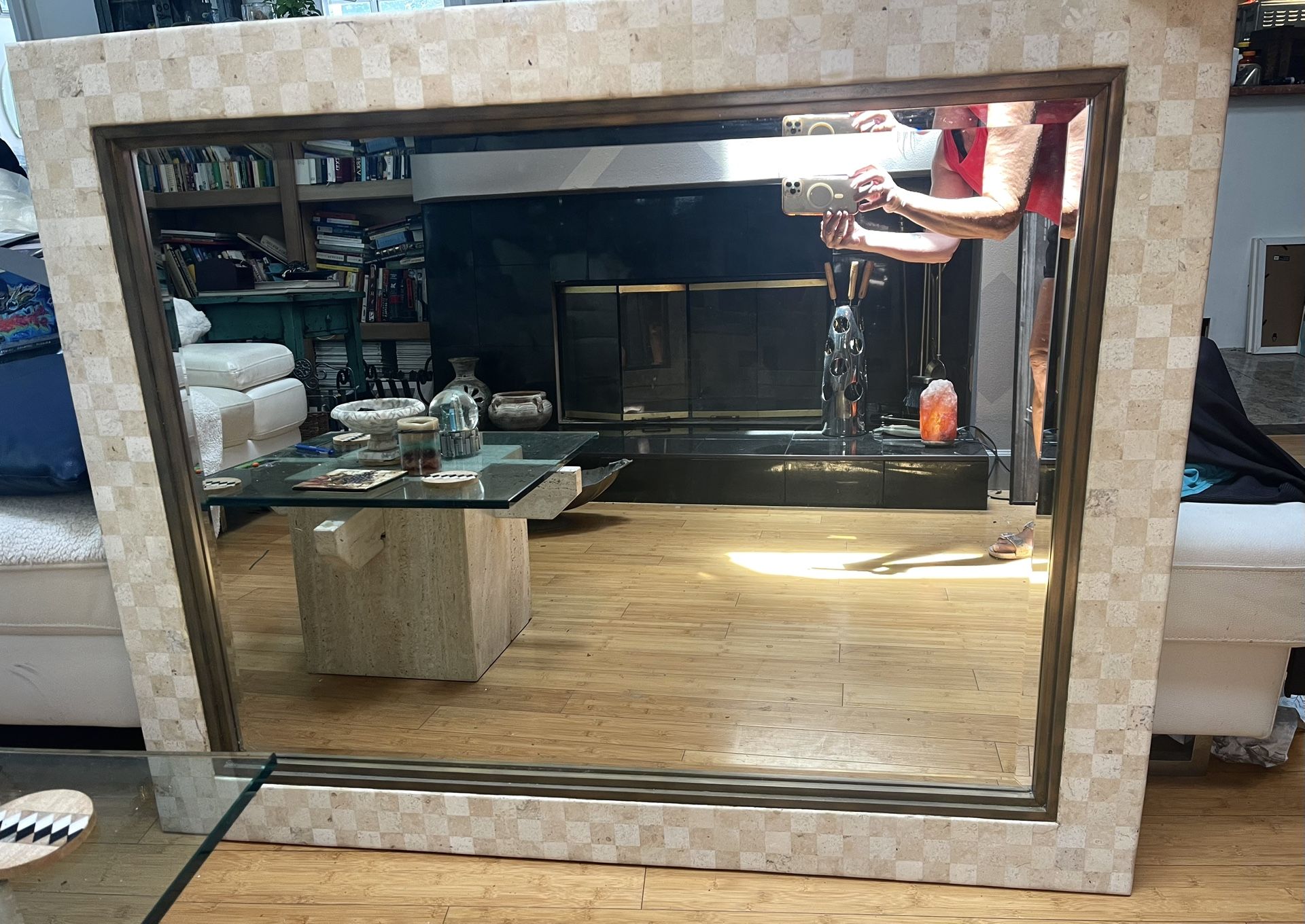 Huge Mirror 41”x50” , Marble Frame Handcrafted