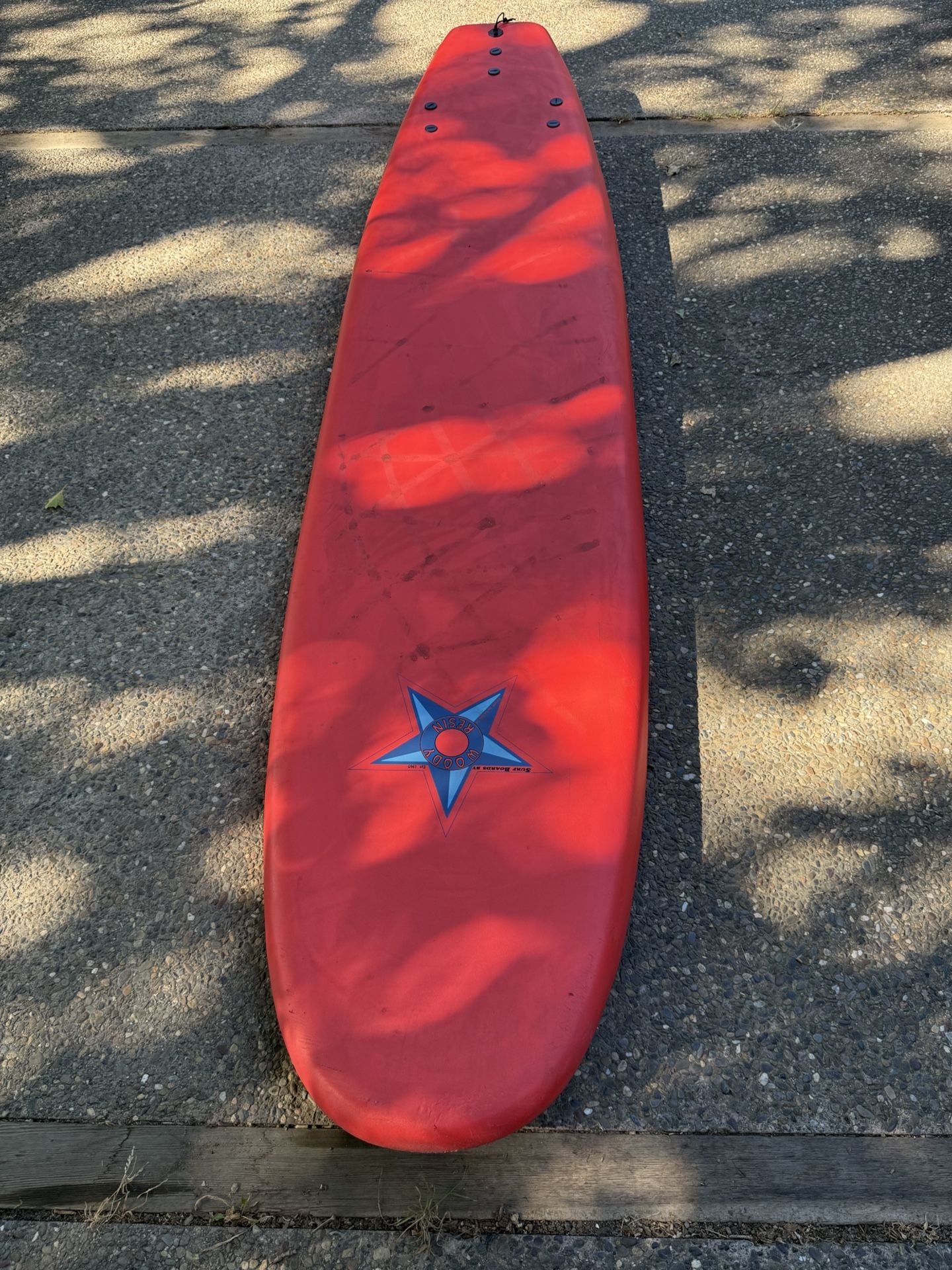 9 ft Foam Top Red Woody Resin Surfboard 