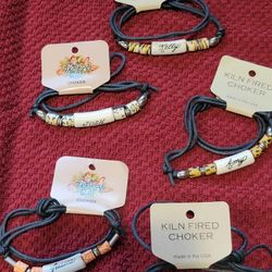 Various Engraved Choker Necklaces.  Never Opened.
