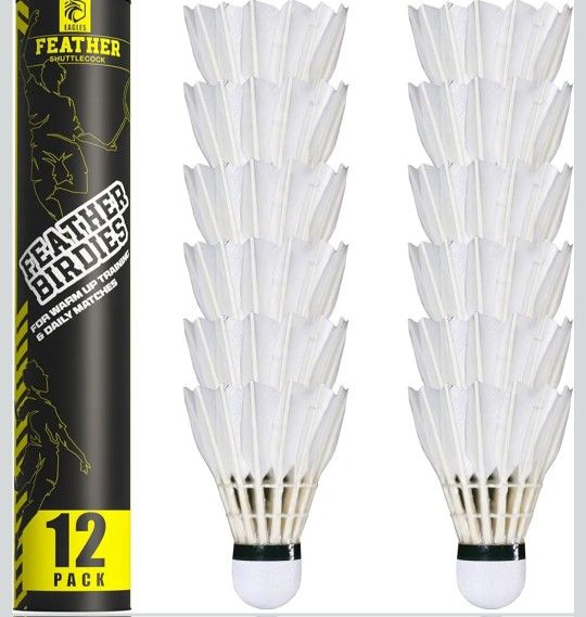 EAGLES Goose Feather Badminton Birdies Feather Bedminton Shuttlecocks- Birdie Ball for Indoor and Outdoor Matches ~ Highly Stable & Durable Shuttle Ba