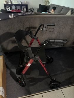Red Rollator Walker with Seat