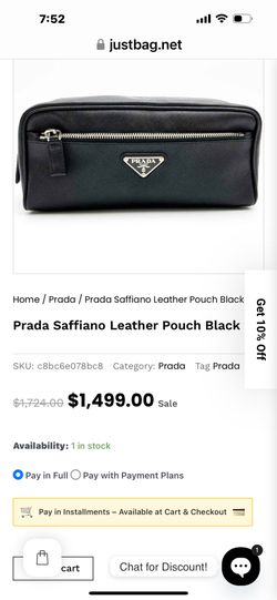 Prada Saffiano Toiletry Leather Pouch Black