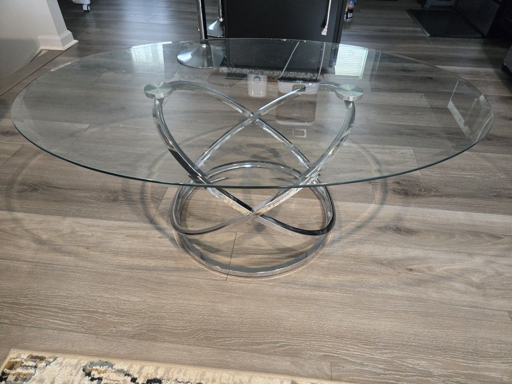 3 Piece Glass Top Living Room Table Set