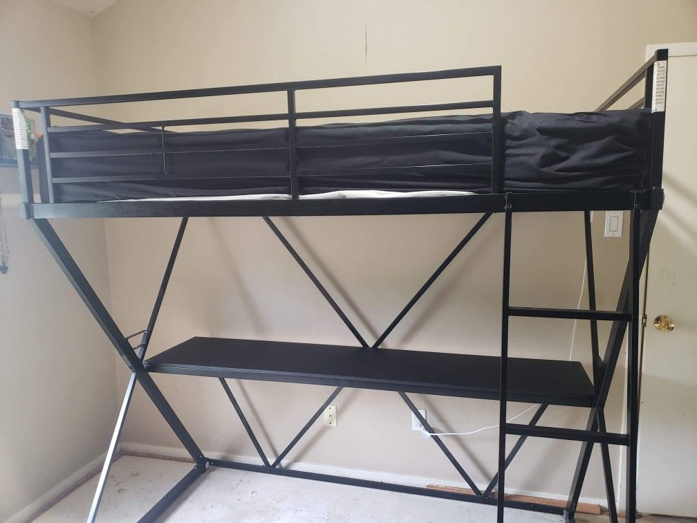 Boys twin loft bunk bed and desk