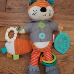 infantino fox stroller car seat toy playtime pal sensory teether crinkle toy