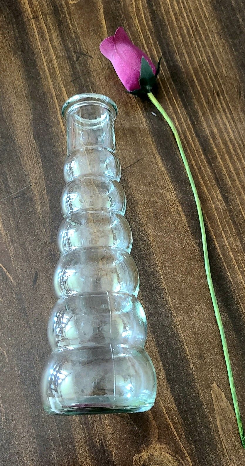 Vintage Swirl Clear Horizontal Bud Vase