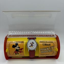 Vintage Swiss Bradley Red Glove Mickey Mouse Mechanical Watch