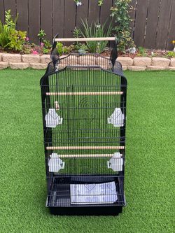 Black Metal Bird Cage with Open Top