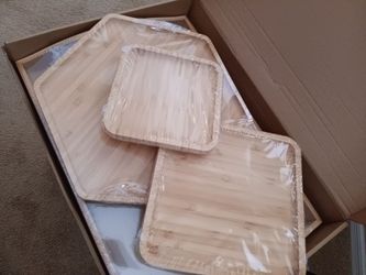 $15 Set of 4 Wooden Serving Trays 
NEW IN BOX