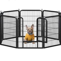  Dog Playpen Outdoor, 32 inch 8 Panels Dog Pen Indoor Heavy Duty Puppy Exercise Pen Metal Pet Fence for RV Camping/Yard/Garden