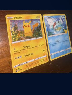 Pokémon Cards Holographic Pikachu & Squirtle 
