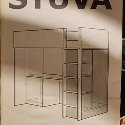 Loft Twin Bed With Closet And Shelves And Desk 