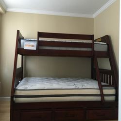Bunk bed Twin Over Full With Mattress And Storage