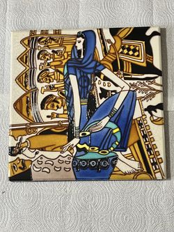 Hand-Painted, Vintage Wall Ceramic Tile