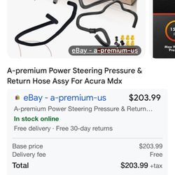 A-premium Power Steering Pressure & Return Hose Assy For Acura Mdx
