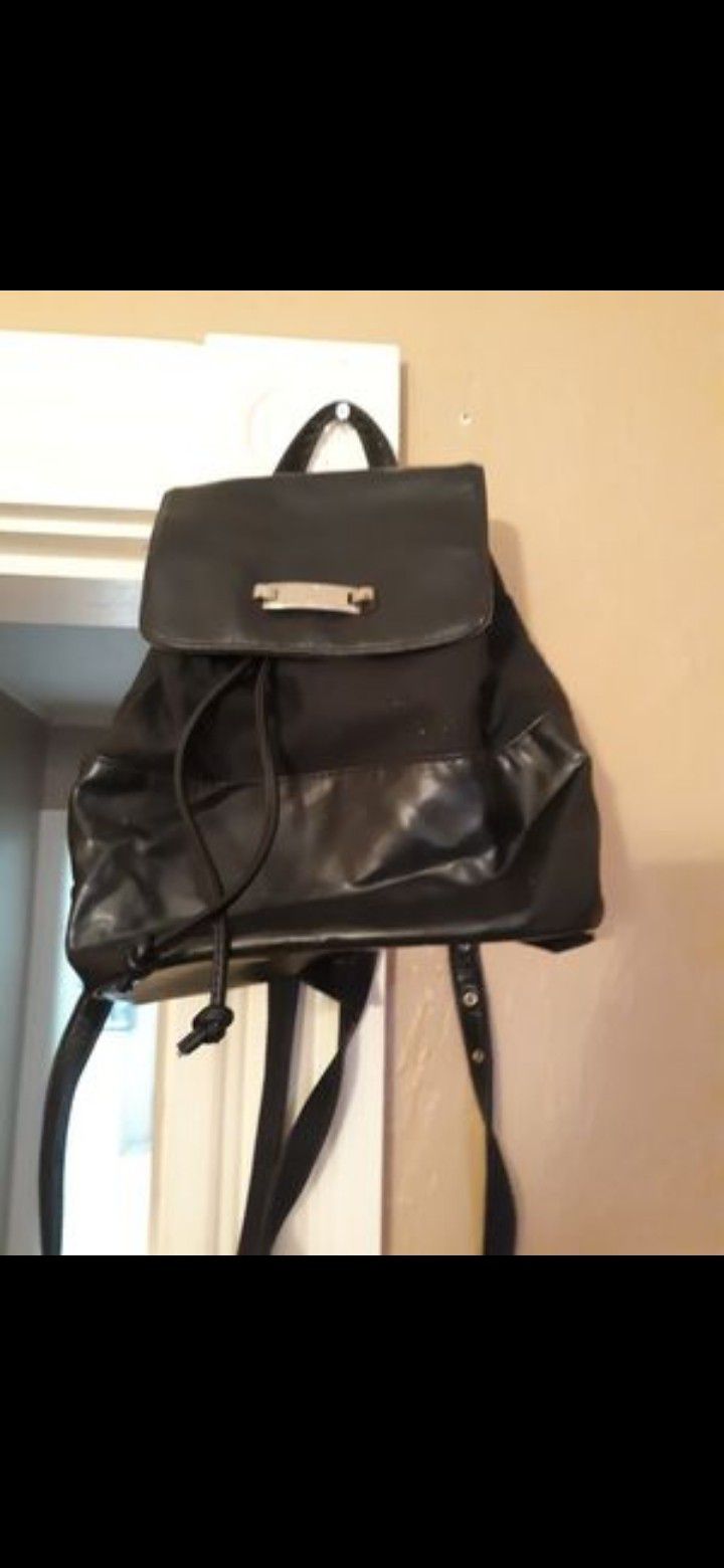 Liz Claiborne black leather backpack purse new