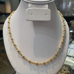 21K Gold Fancy Beads Design Necklace 