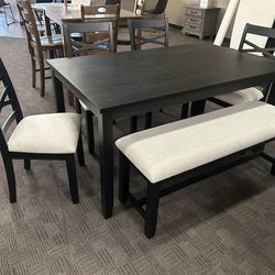 Black wood dining table set