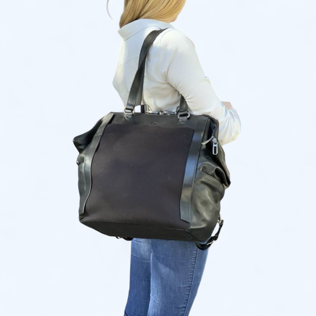 Betabrand Black Big Travel Tote Bag Carry-On Convertible Weekender, MSRP $178