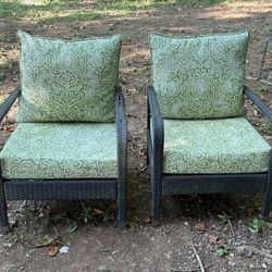 Pair of Wicker Chairs with Cushions