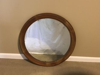 Vintage round wood mirror