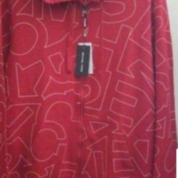 MICHAEL KORS SPRING 2021 MEN'S FULL ZIPPER THICK HEAVYWEIGHT HOODIE SWEATER SIZE LARGE WINTER RED MICHAEL KORS LOGO ALL AROUND BRAND NEW WITH TAGS .