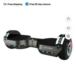 Hover-1 Chrome 7 Mph Hoverboard with LED Lights and Bluetooth Speaker, 6.5 In. Tires, 220 Lbs. Max Weight, Gunmetal (charger Included)
