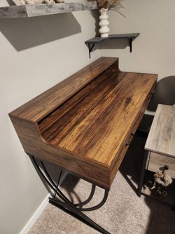 Industrial Wood and Metal Writing Desk