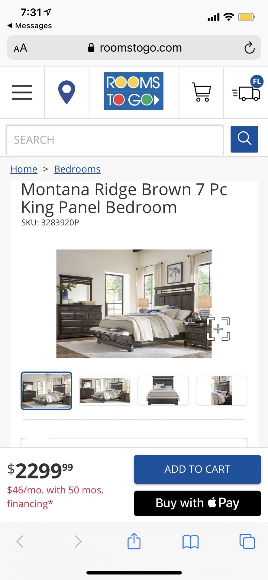 Rooms To Go 7 Piece Montana Ridge Bedroom Set With King Mattress