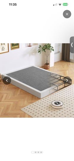 Box Spring, Metal Frame Mattress Foundation with Fabric Cover, Easy Assembly, Noise-Free (7 Inch, Queen)