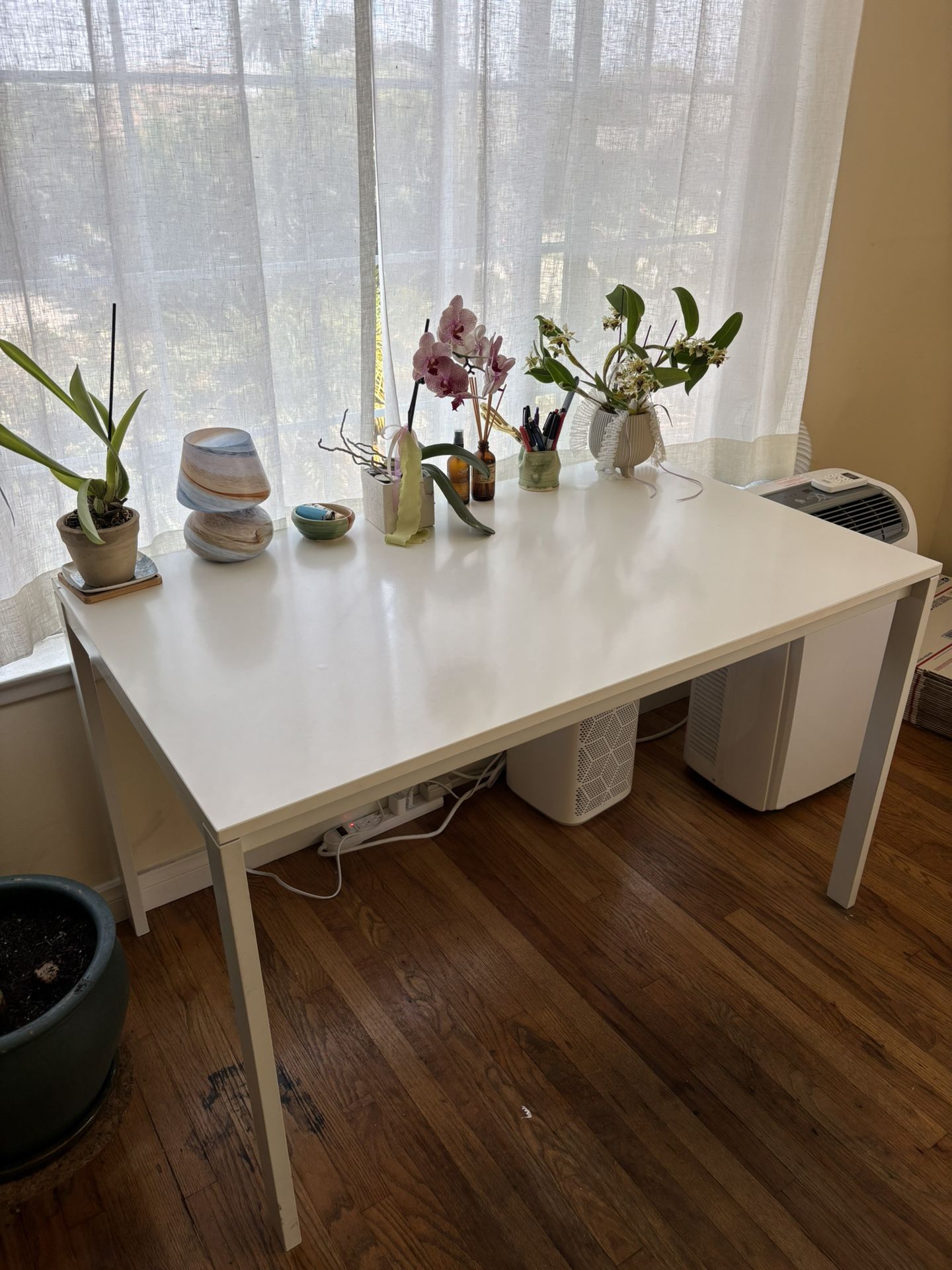 Large white IKEA desk
